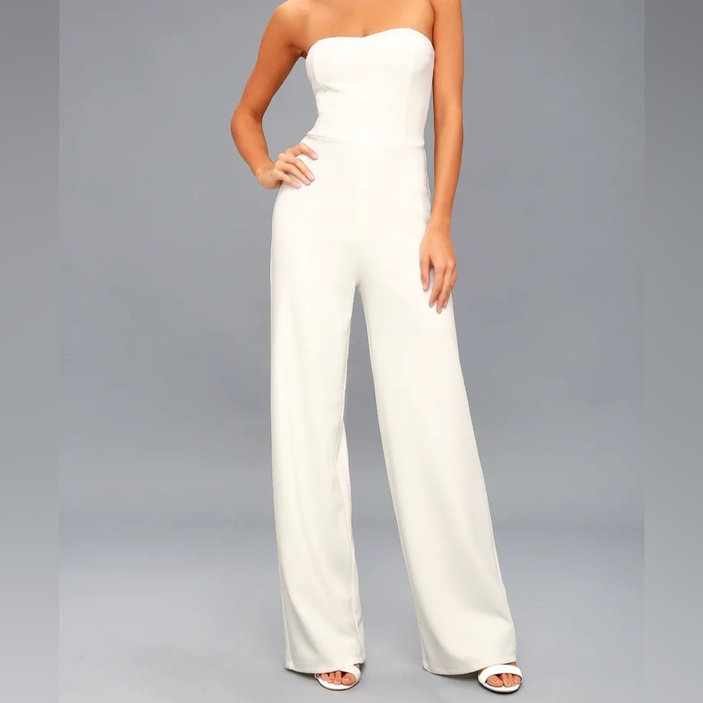 Edith White Strapless Jumpsuit